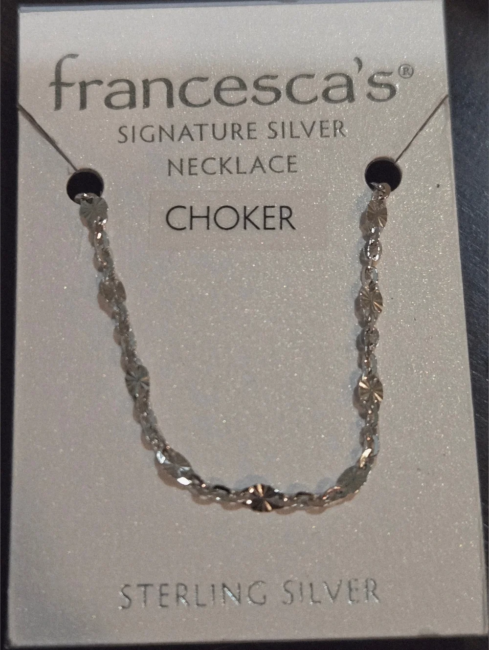 Francesca's Signature Silver Faceted Sterling Choker Necklace - Silver - Picture 1 of 5